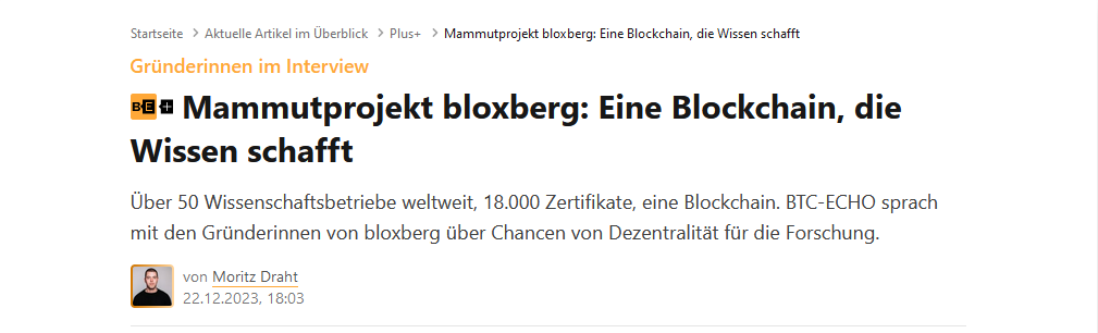 Mammutprojekt bloxberg: Eine Blockchain, die Wissen schafft